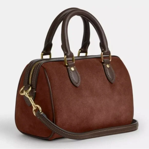 New Coach Mini Rowan Crossbody Bag CCF29, suede/Im/Vintage Brown - Picture 11 of 13